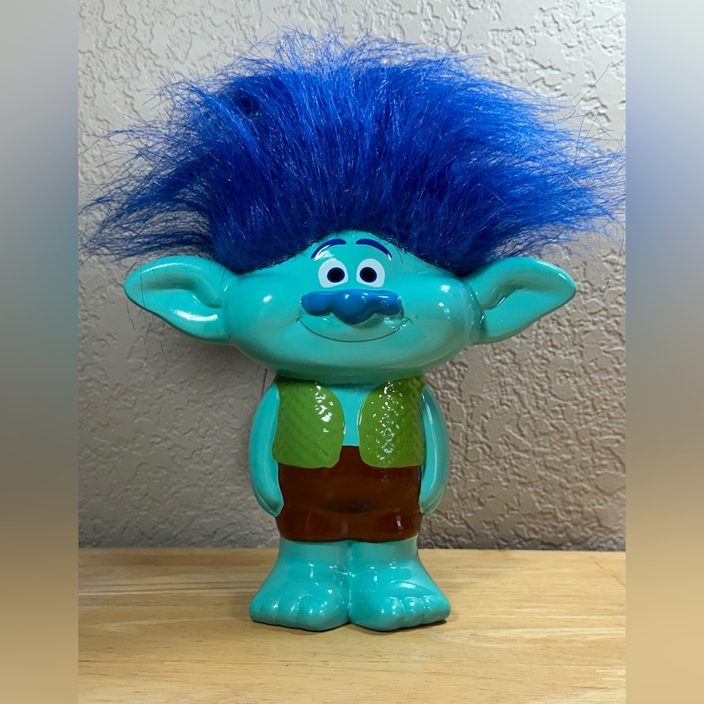 Dreamworks Trolls Branch Ceramic Coin Bank FAB NY 10.25" Blue Hair Figural Troll